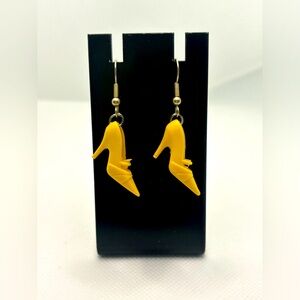 Handmade Barbiecore Barbie yellow classic high heel earrings.